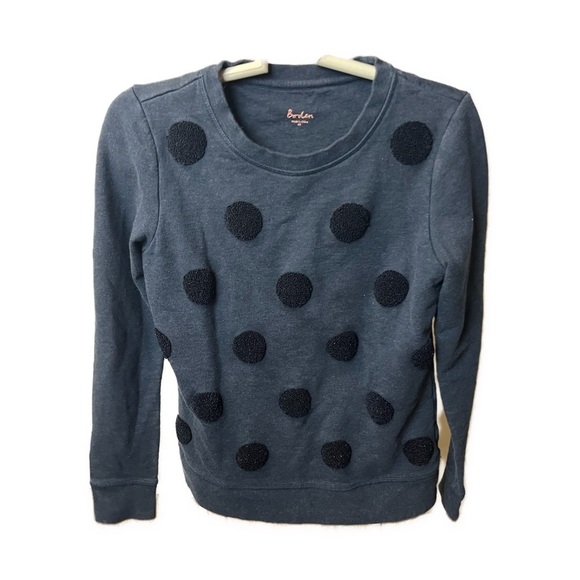 Boden Polka Dot Textured Blue Crew Neck Sweatshirt- Size‎ XS - Picture 1 of 6